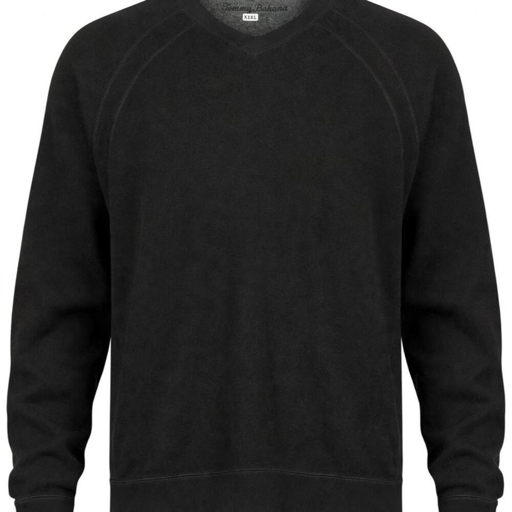 Tommy Bahama Sweater Mens XL Black Flipster Vee 100% Cotton Pullover NWT